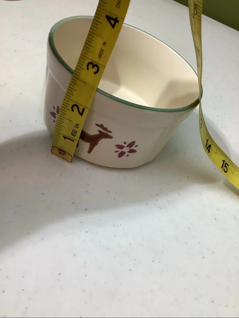 Pfaltzgraff small beige holiday bowl with reindeer and flowers